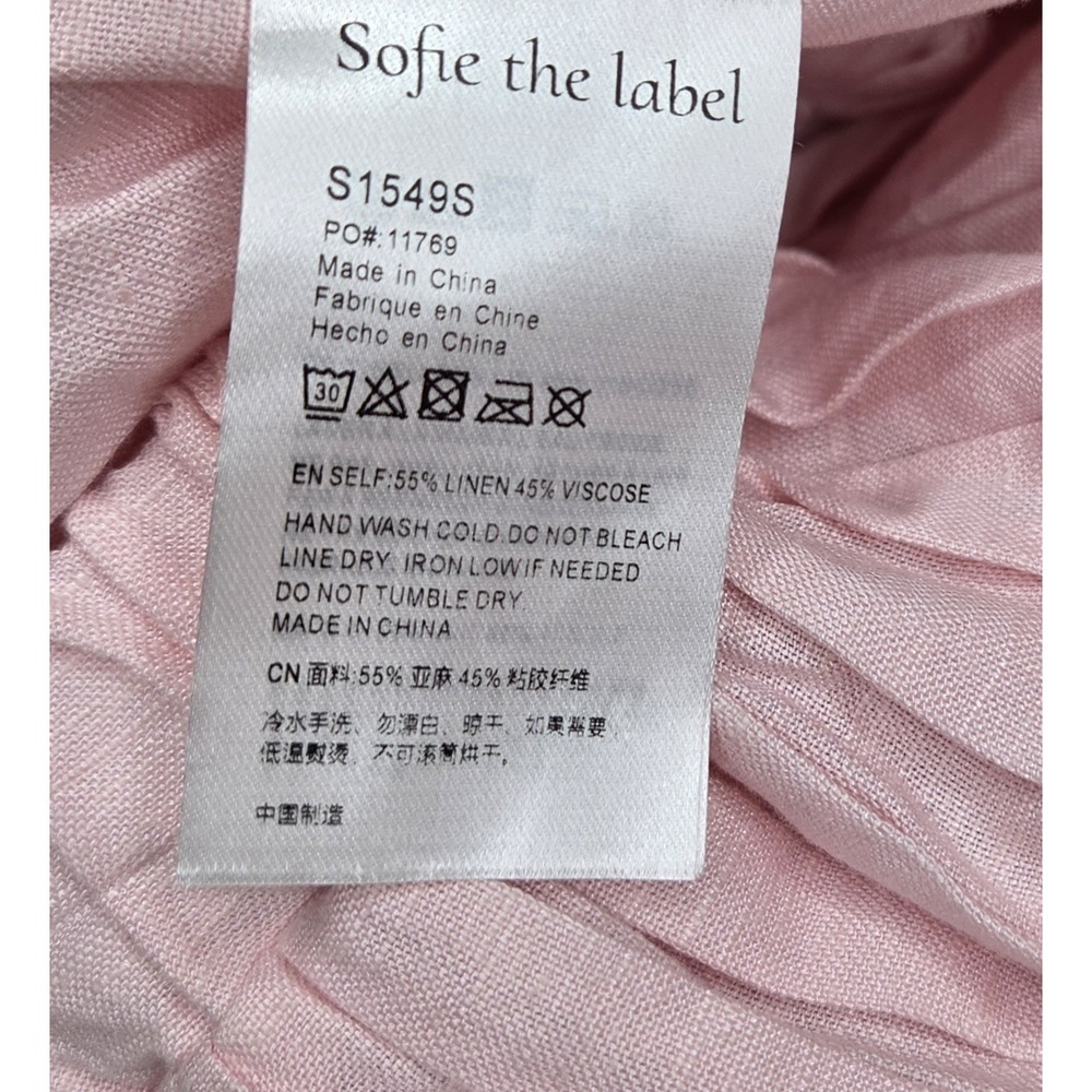 NEW w/Tags Sofie The Label Pleated Skirt Women's Medium Pink Linen Blend Preppy - Picture 5 of 9